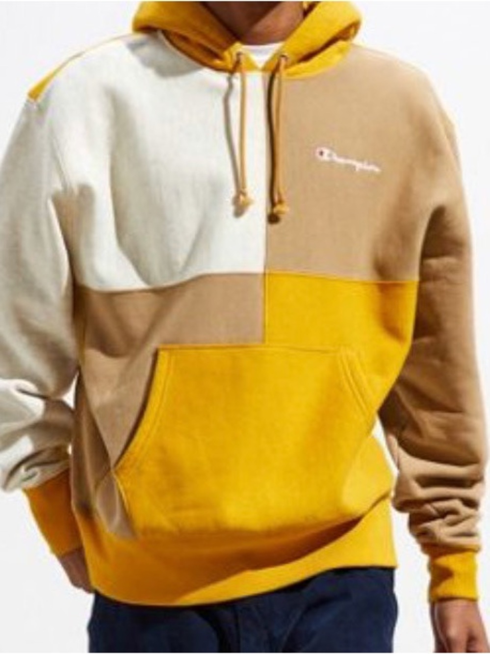 Champion Colorblock Yellow / White Sweatshirt Pullover Size Large
